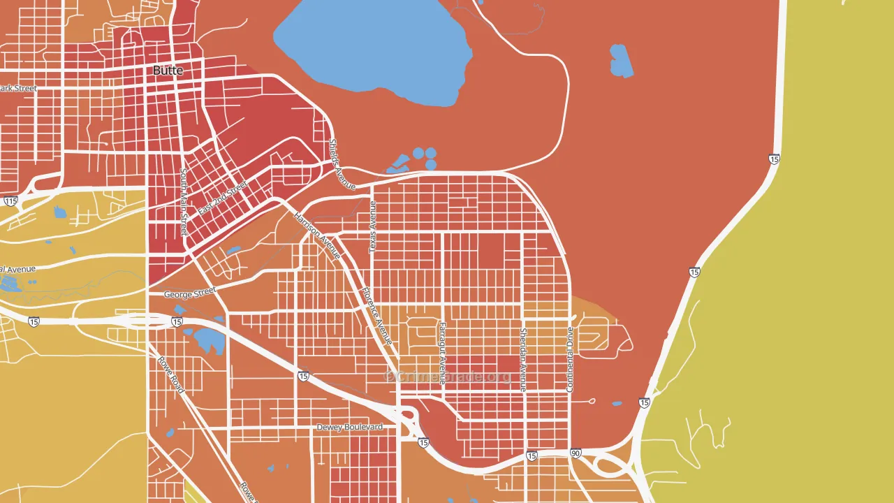 Silver Bow Park, Butte, MT Map of Vandalism Rates