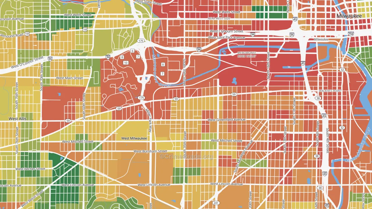 Silver City, Milwaukee, WI Map of Vandalism Rates