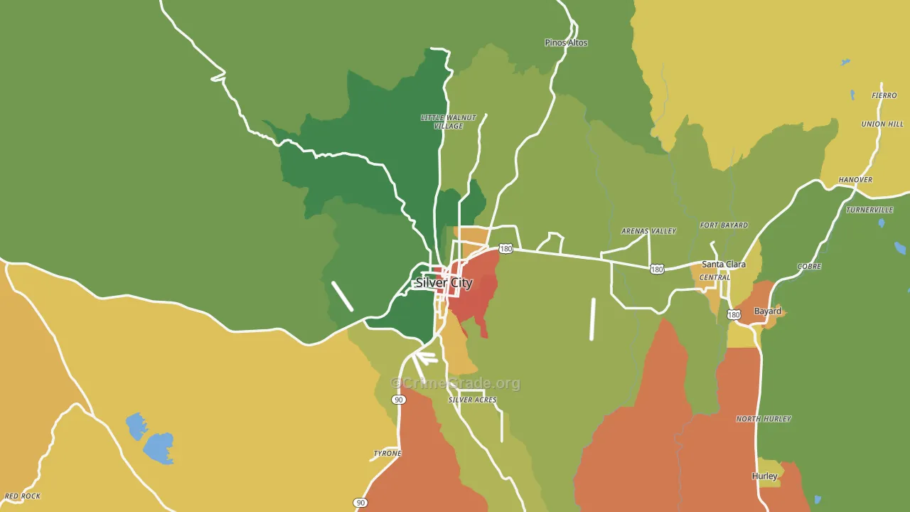 Silver City, NM Map of Vandalism Rates