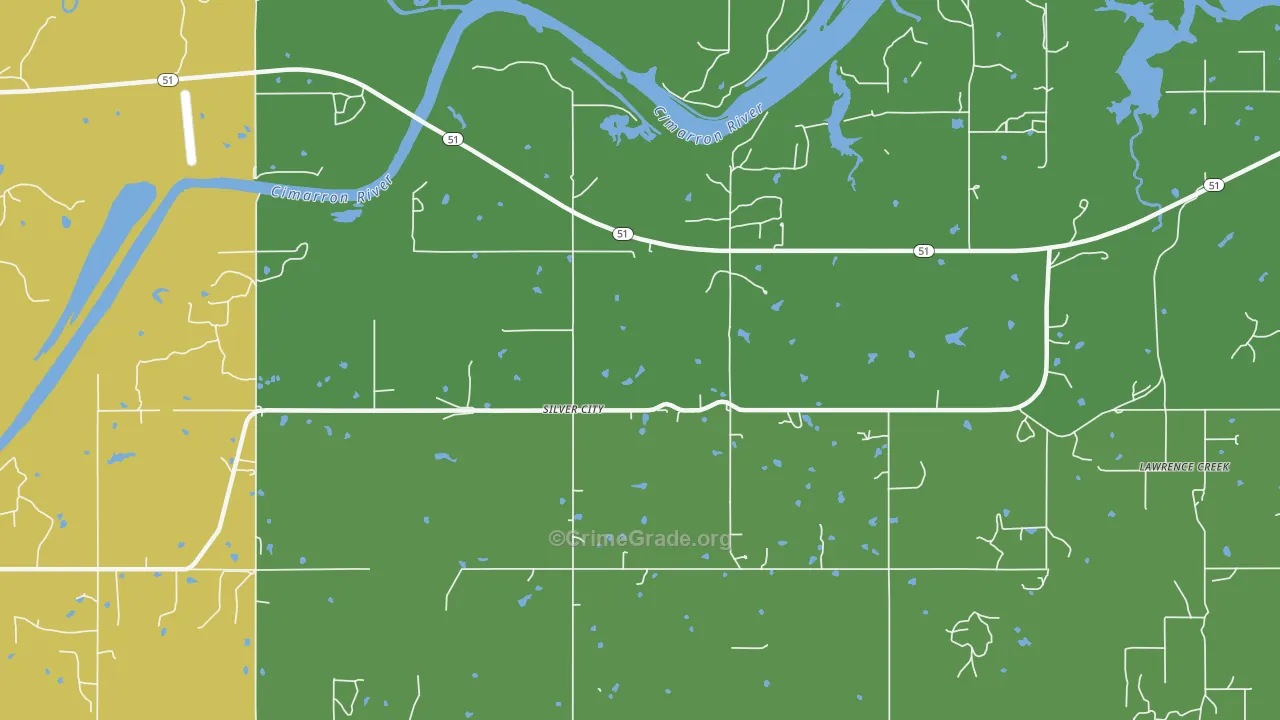 Silver City, OK Map of Vandalism Rates