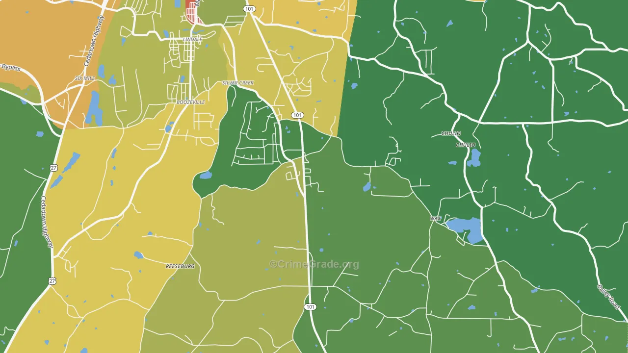 Silver Creek, GA Map of Vandalism Rates