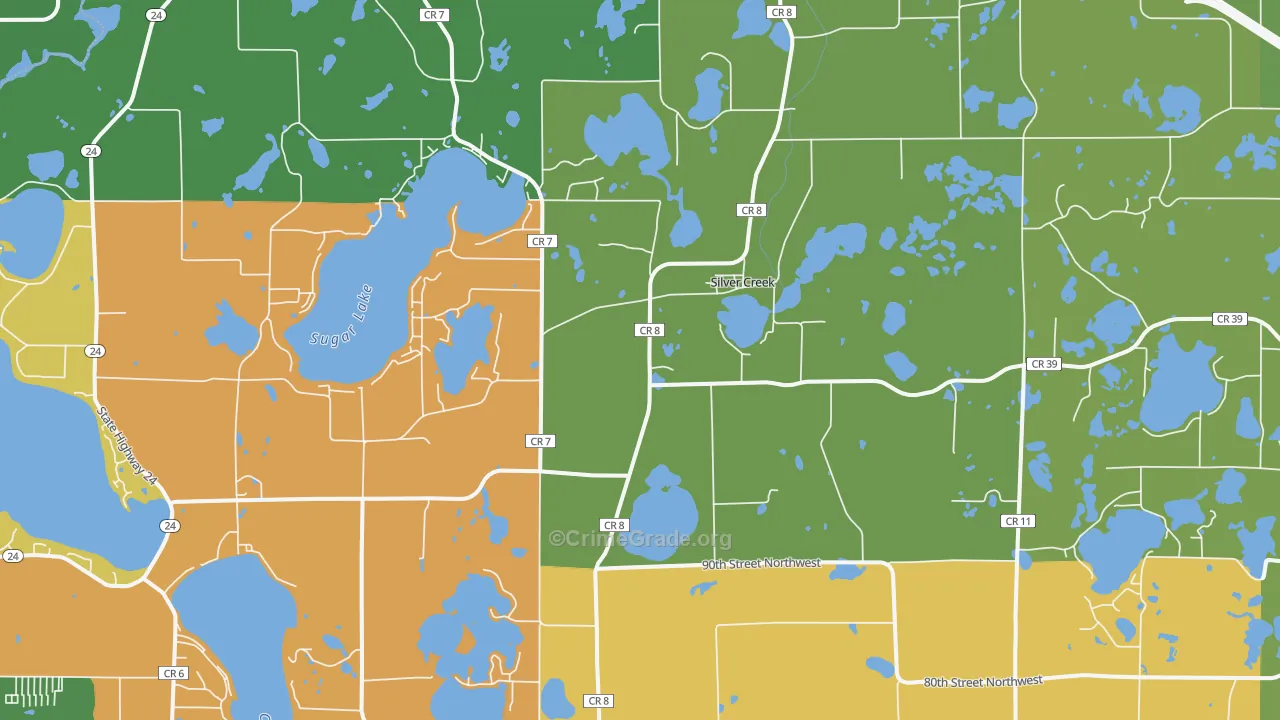 Silver Creek, MN Map of Vandalism Rates