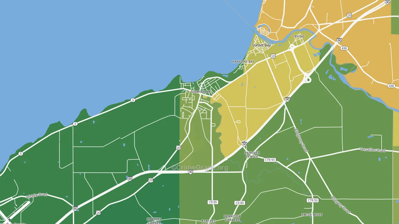 Silver Creek, NY Map of Vandalism Rates