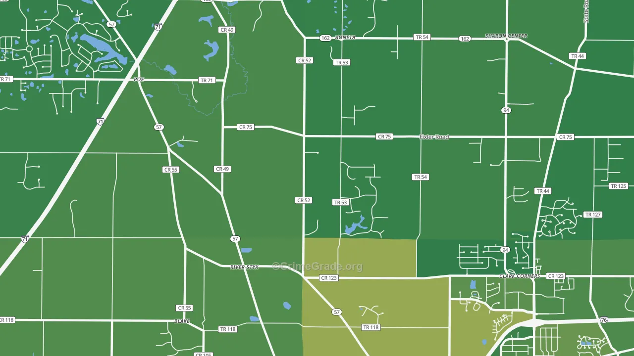Silver Creek, OH Map of Vandalism Rates