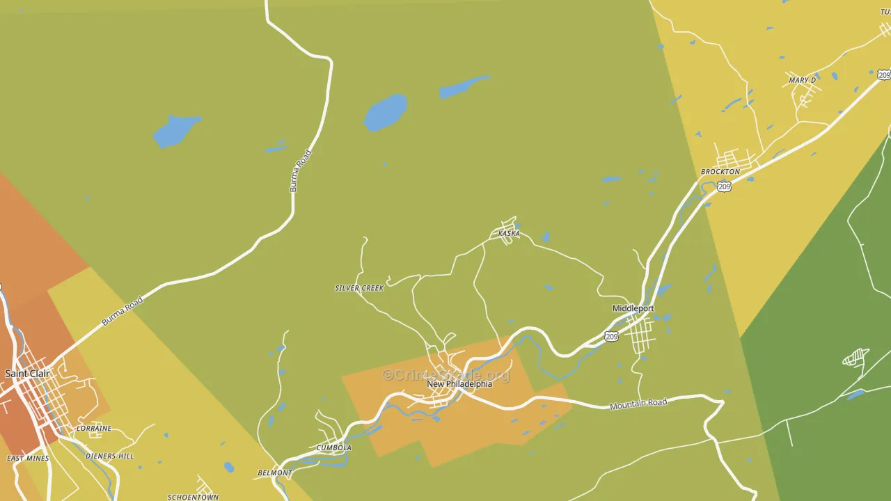 Silver Creek, PA Map of Vandalism Rates