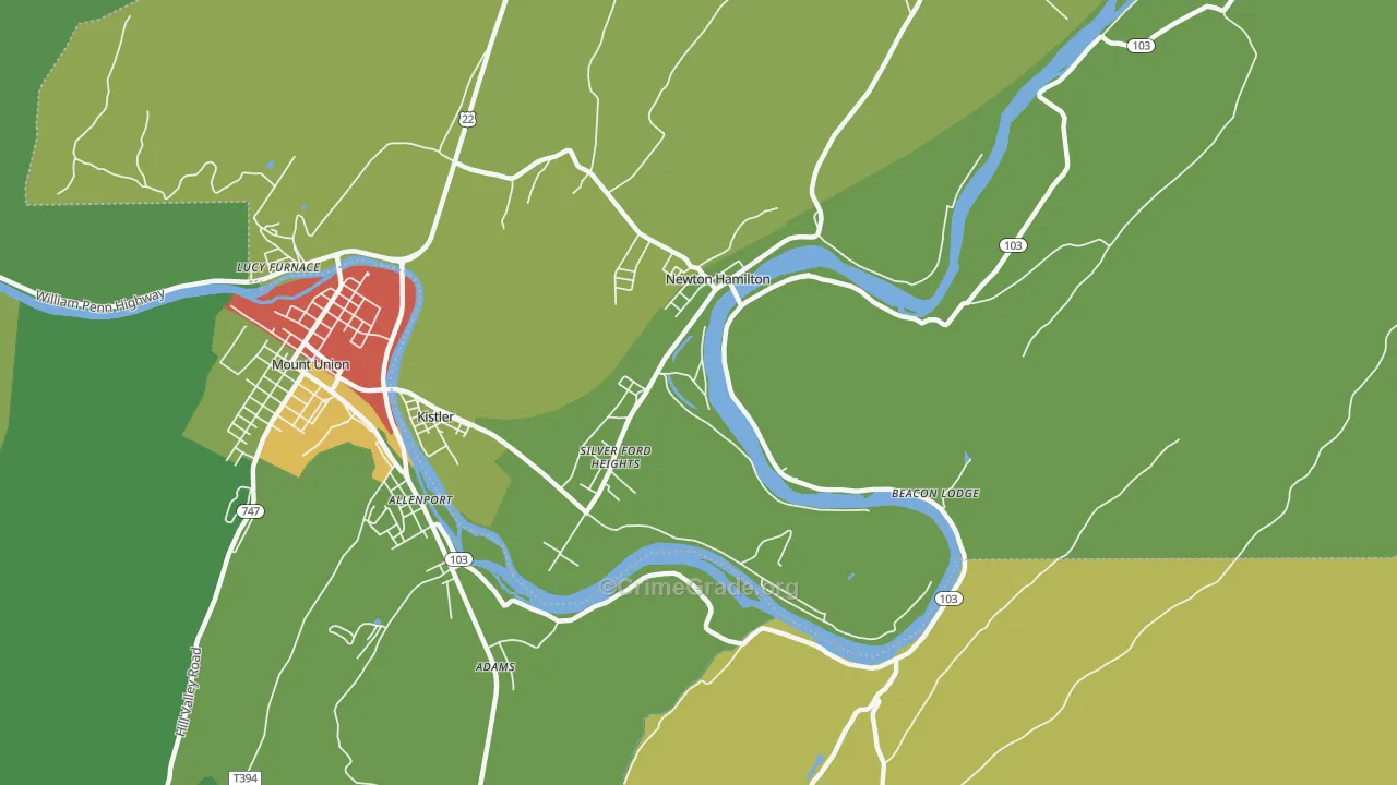 Silver Ford Heights, PA Map of Vandalism Rates
