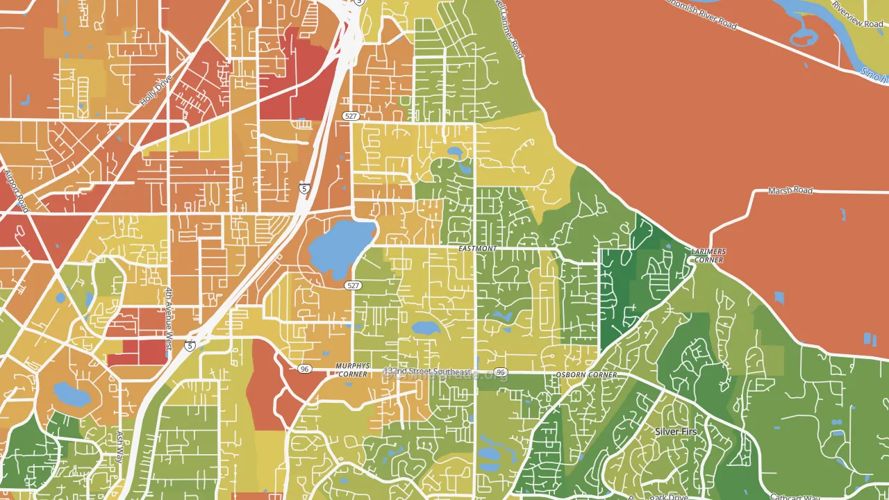 Silver Lake, Eastmont, WA Map of Vandalism Rates