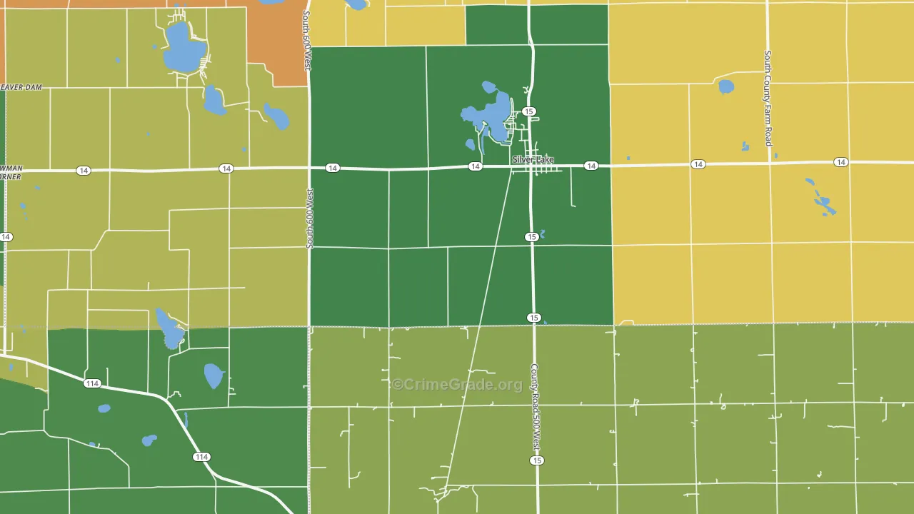 Silver Lake, IN Map of Vandalism Rates