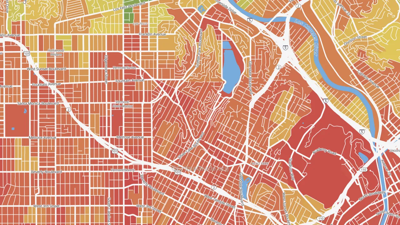 Silver Lake, Los Angeles, CA Map of Vandalism Rates