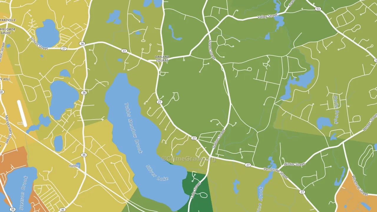 Silver Lake, MA Map of Vandalism Rates