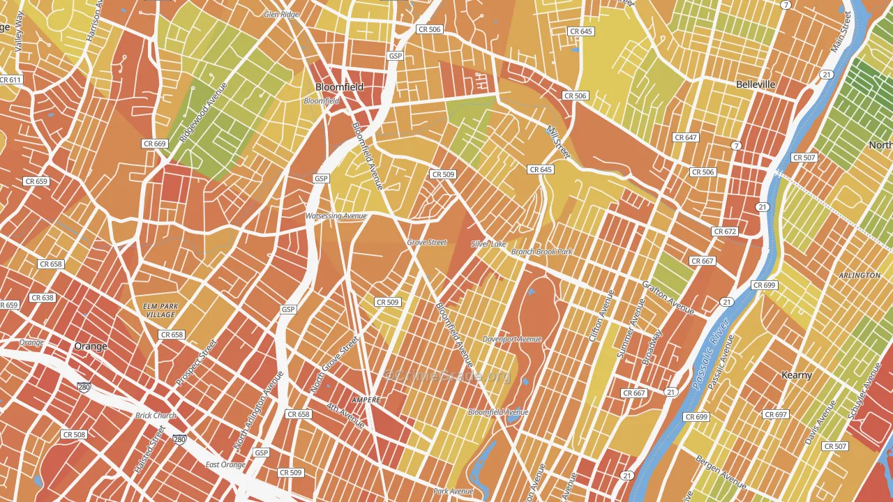 Silver Lake, NJ Map of Vandalism Rates