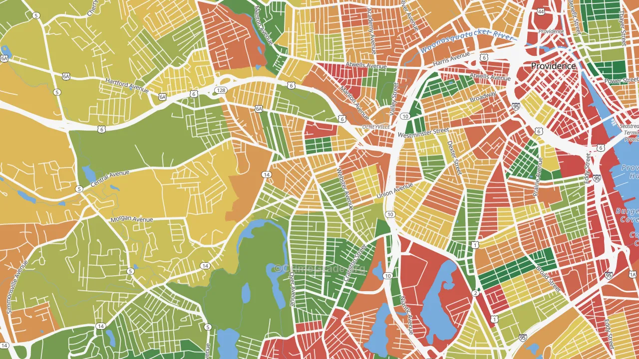 Silver Lake, Providence, RI Map of Vandalism Rates