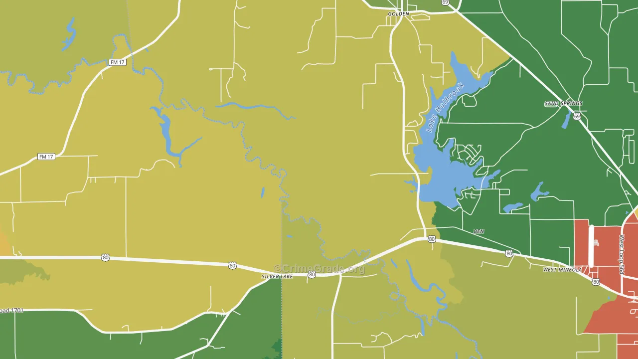 Silver Lake, TX Map of Vandalism Rates