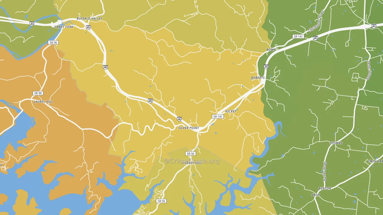 Silver Point, TN Map of Vandalism Rates