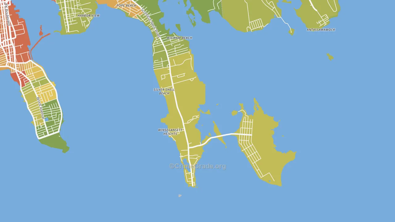 Silver Shell Beach, MA Map of Vandalism Rates
