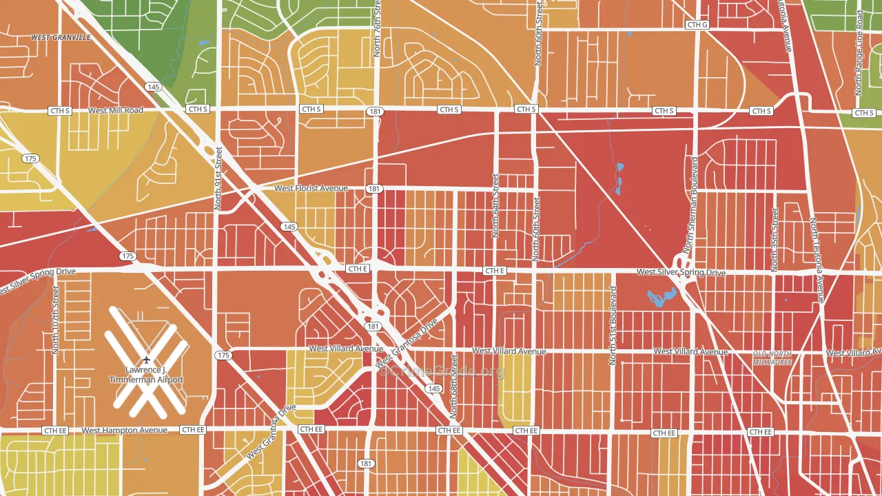 Silver Spring, Milwaukee, WI Map of Vandalism Rates