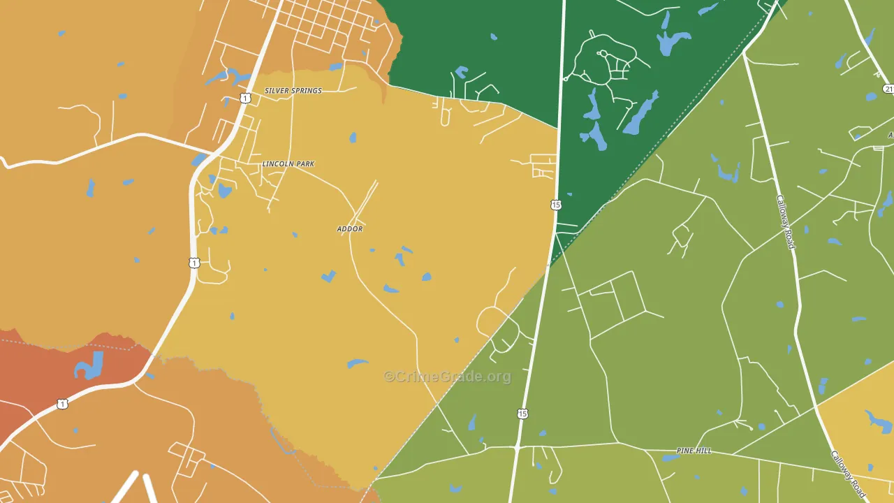 Silver Spring, NC Map of Vandalism Rates