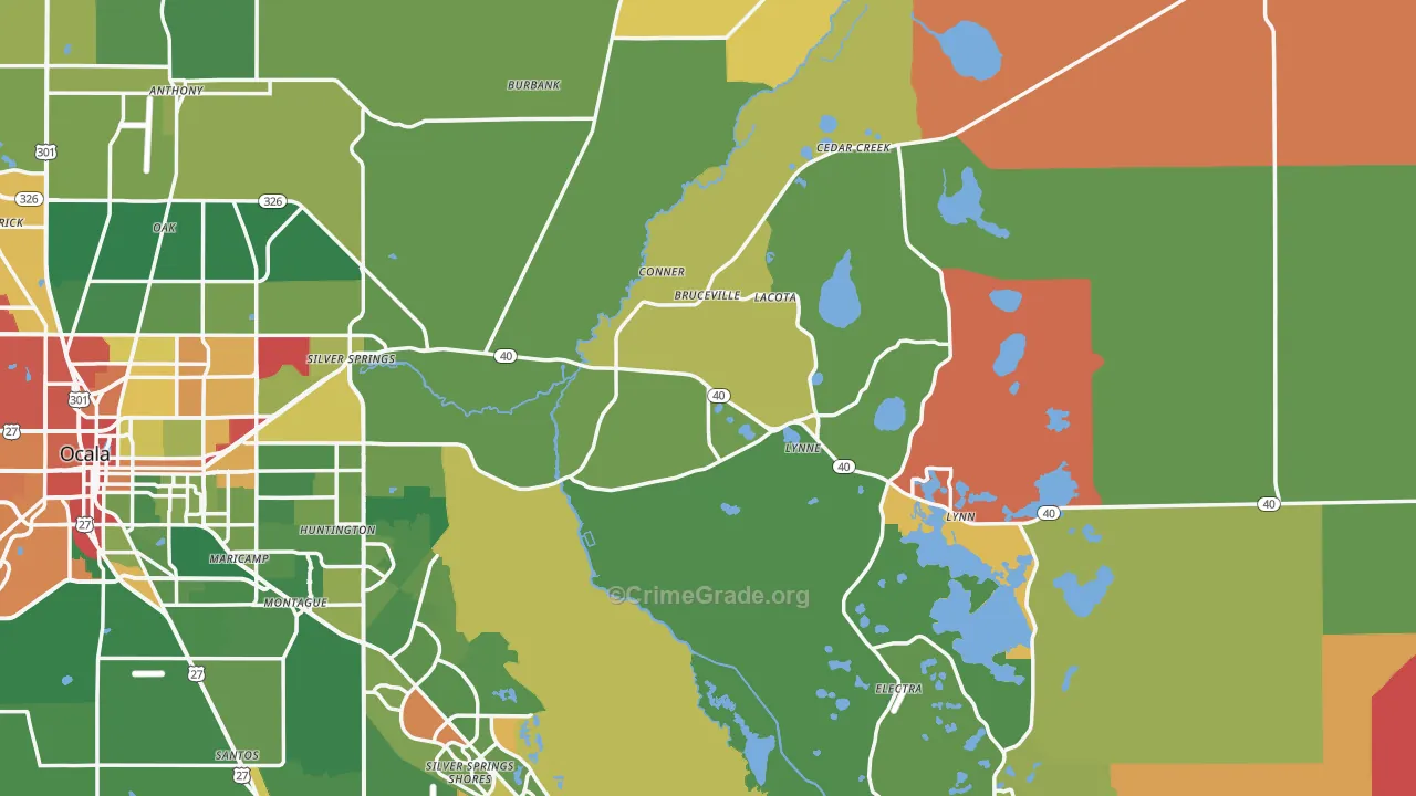 Silver Springs, FL Map of Vandalism Rates