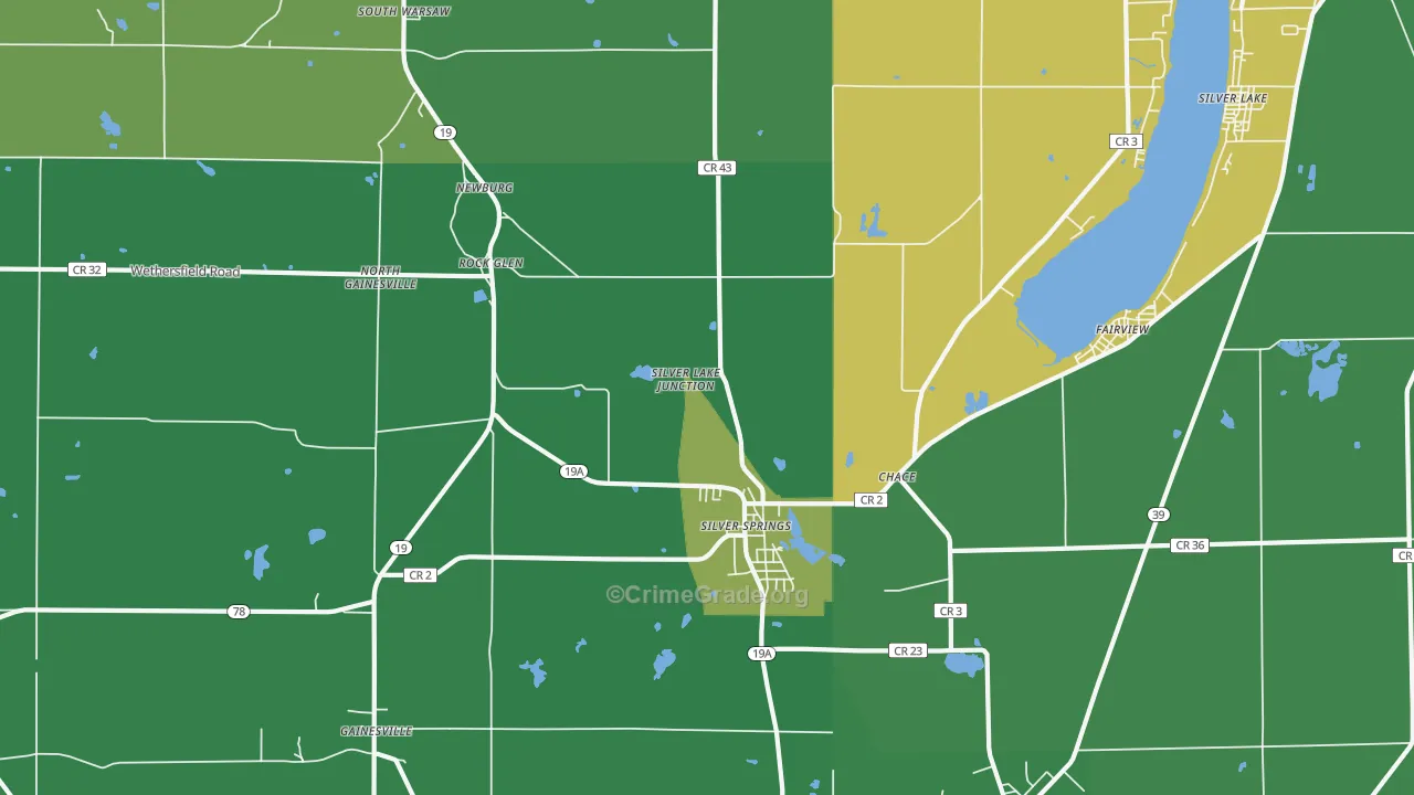 Silver Springs, NY Map of Vandalism Rates