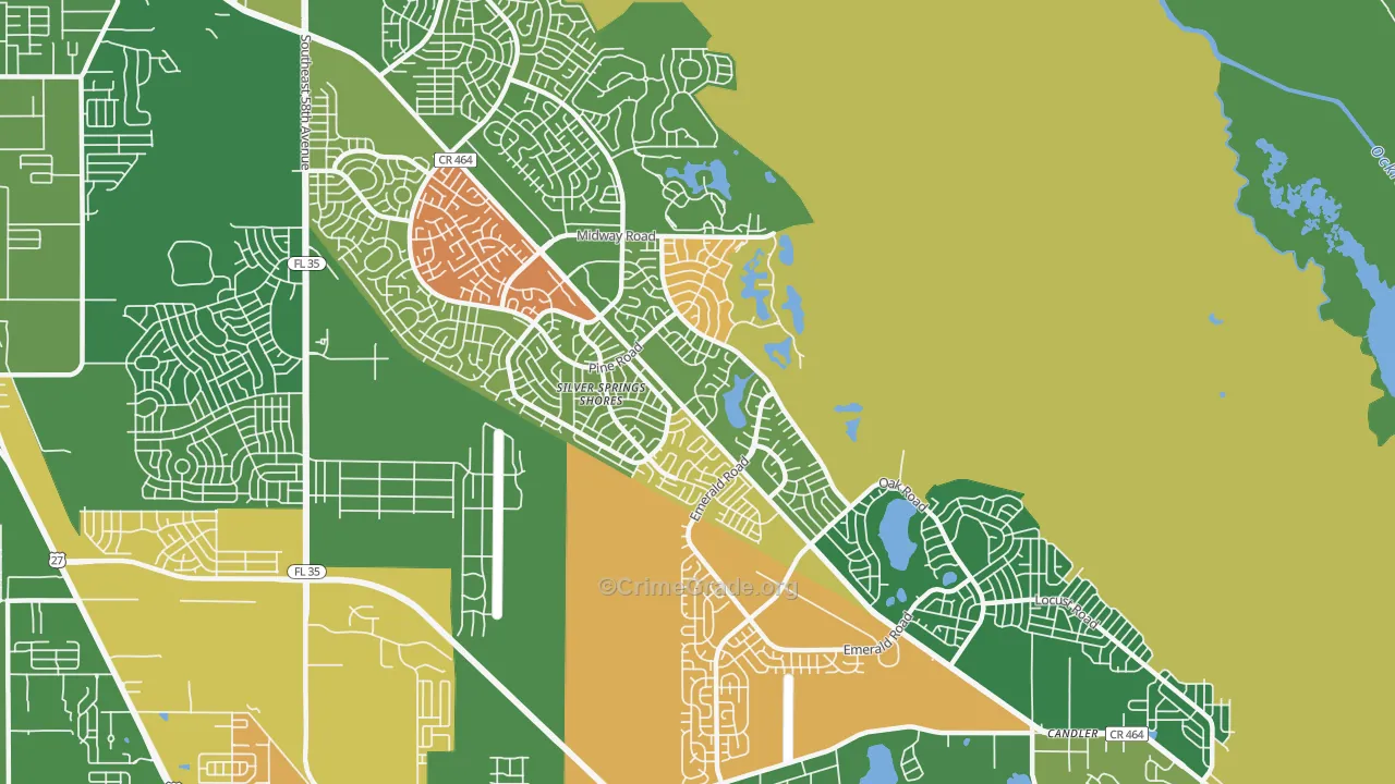 Silver Springs Shores, FL Map of Vandalism Rates