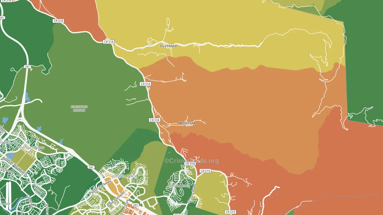 Silverado, CA Map of Vandalism Rates