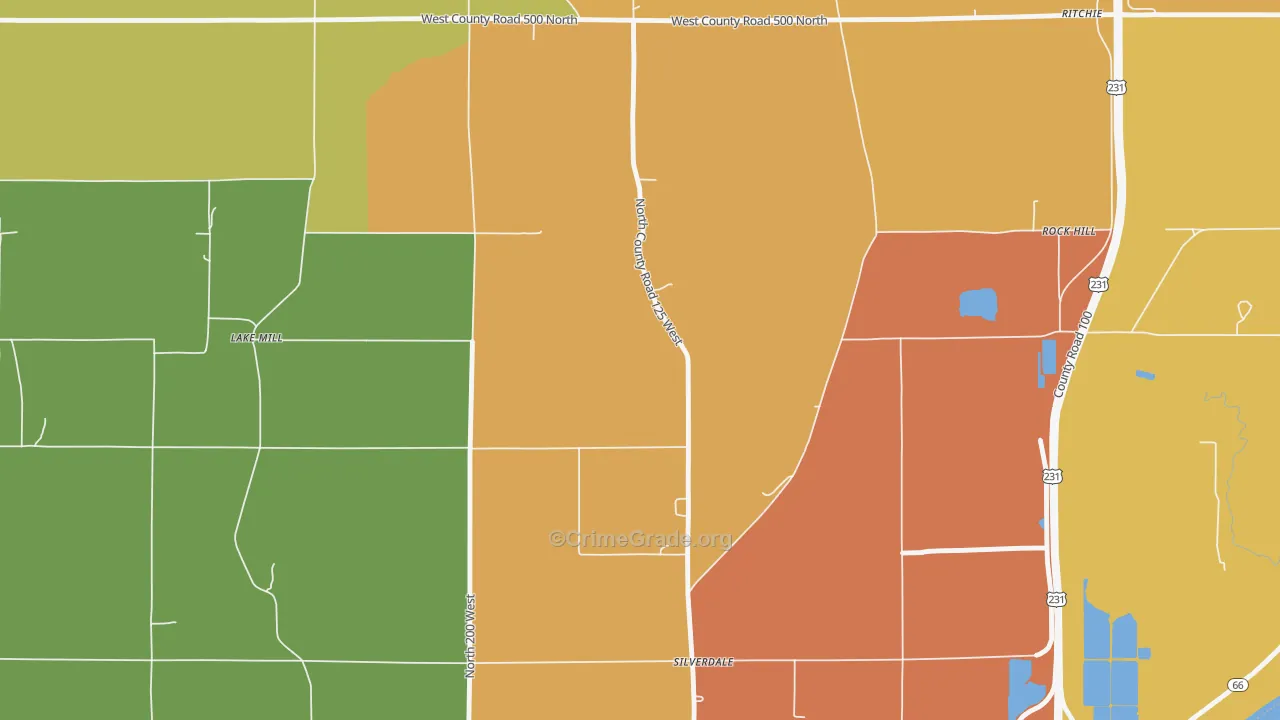 Silverdale, IN Map of Vandalism Rates