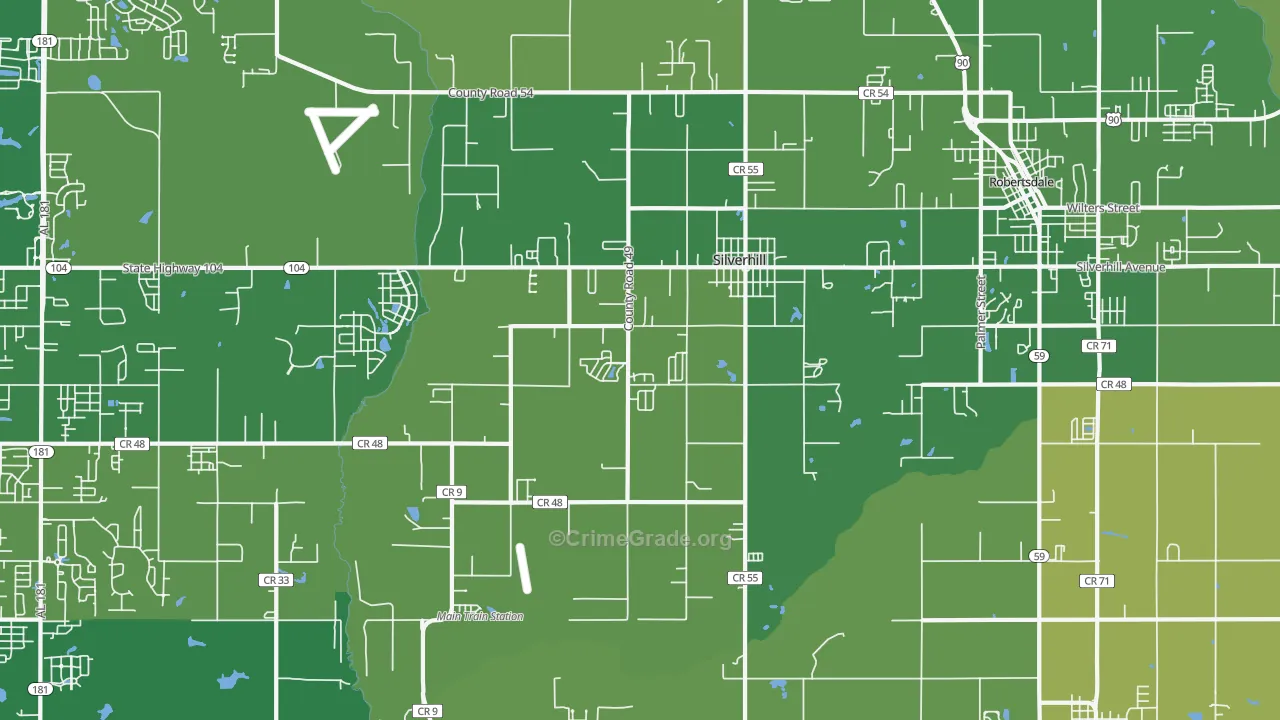 Silverhill, AL Map of Vandalism Rates