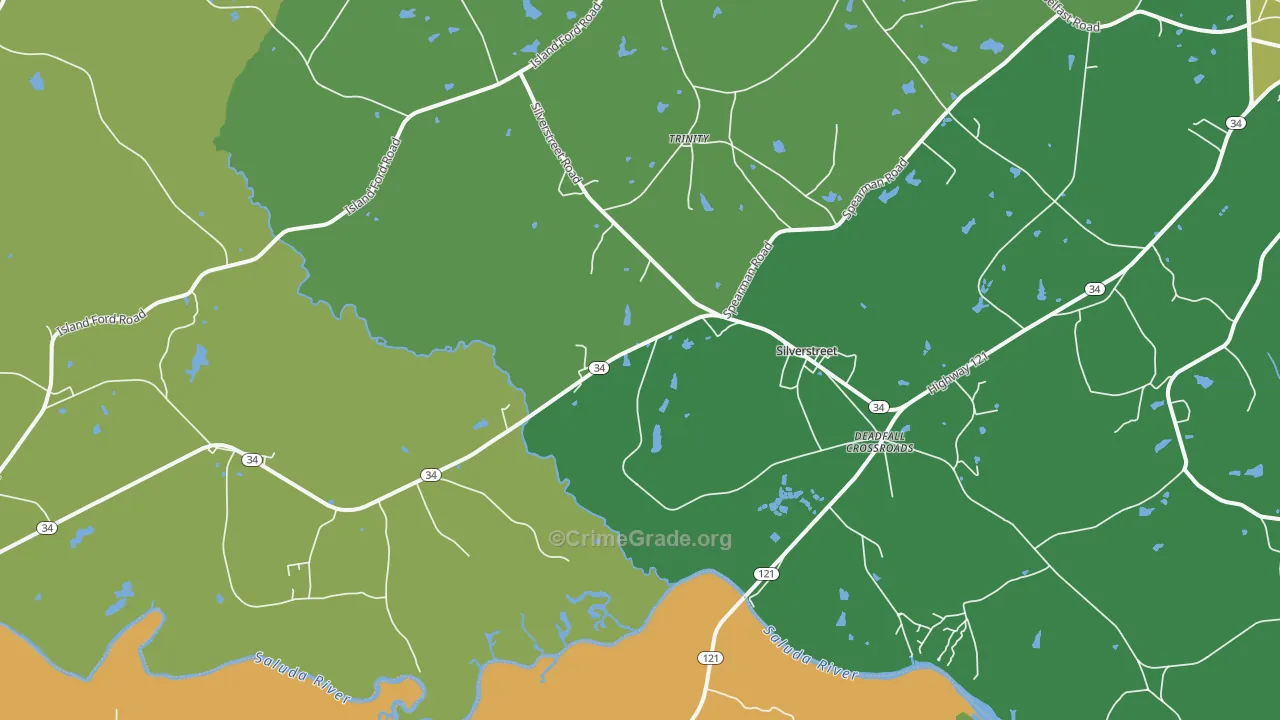 Silverstreet, SC Map of Vandalism Rates