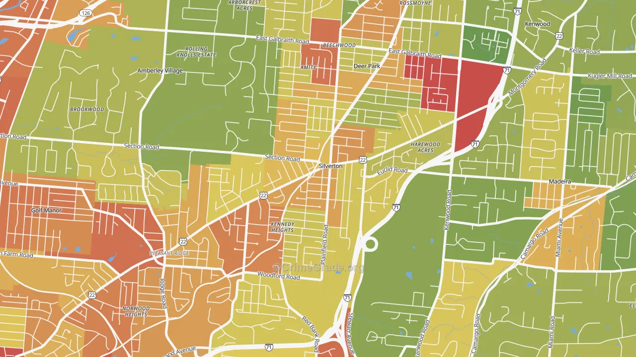 Silverton, OH Map of Vandalism Rates