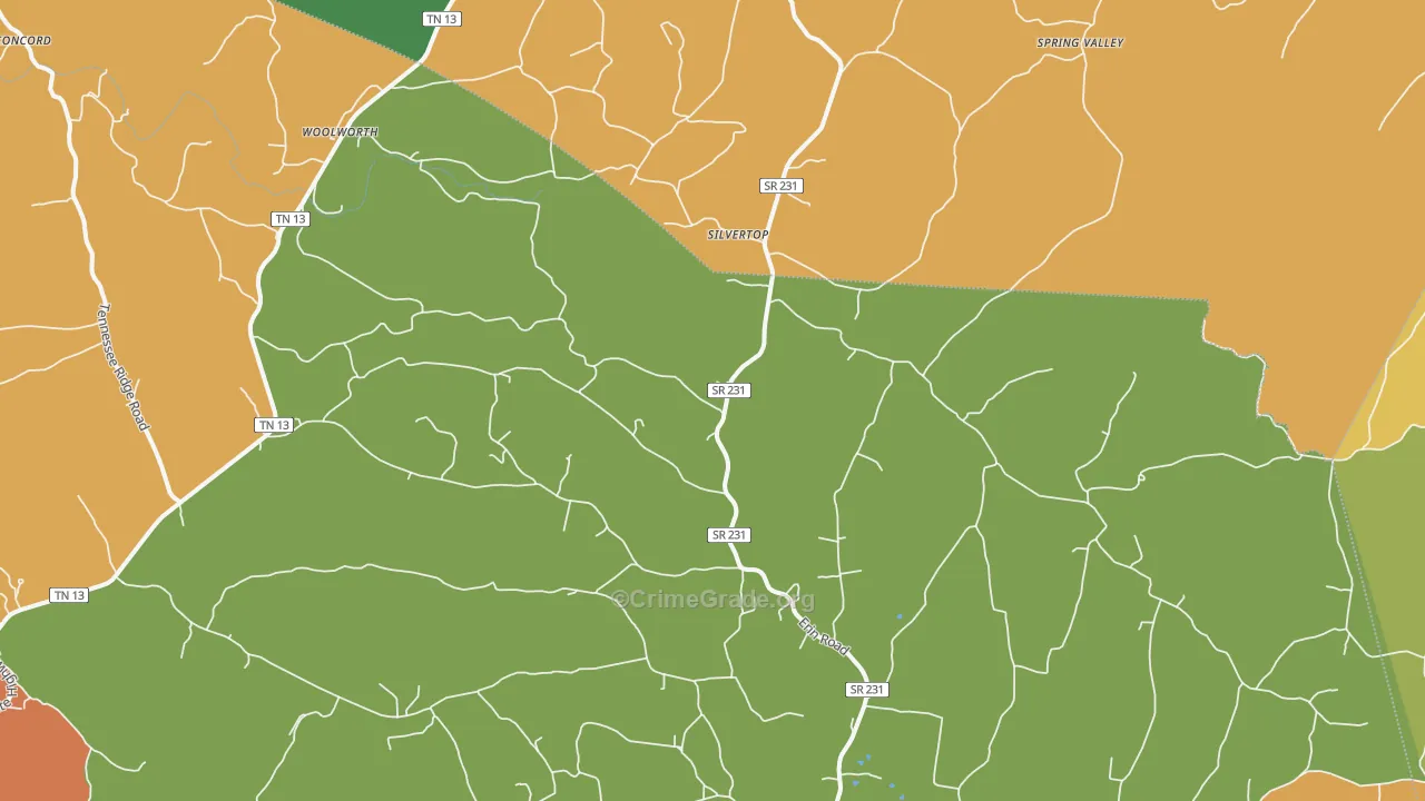 Silvertop, TN Map of Vandalism Rates