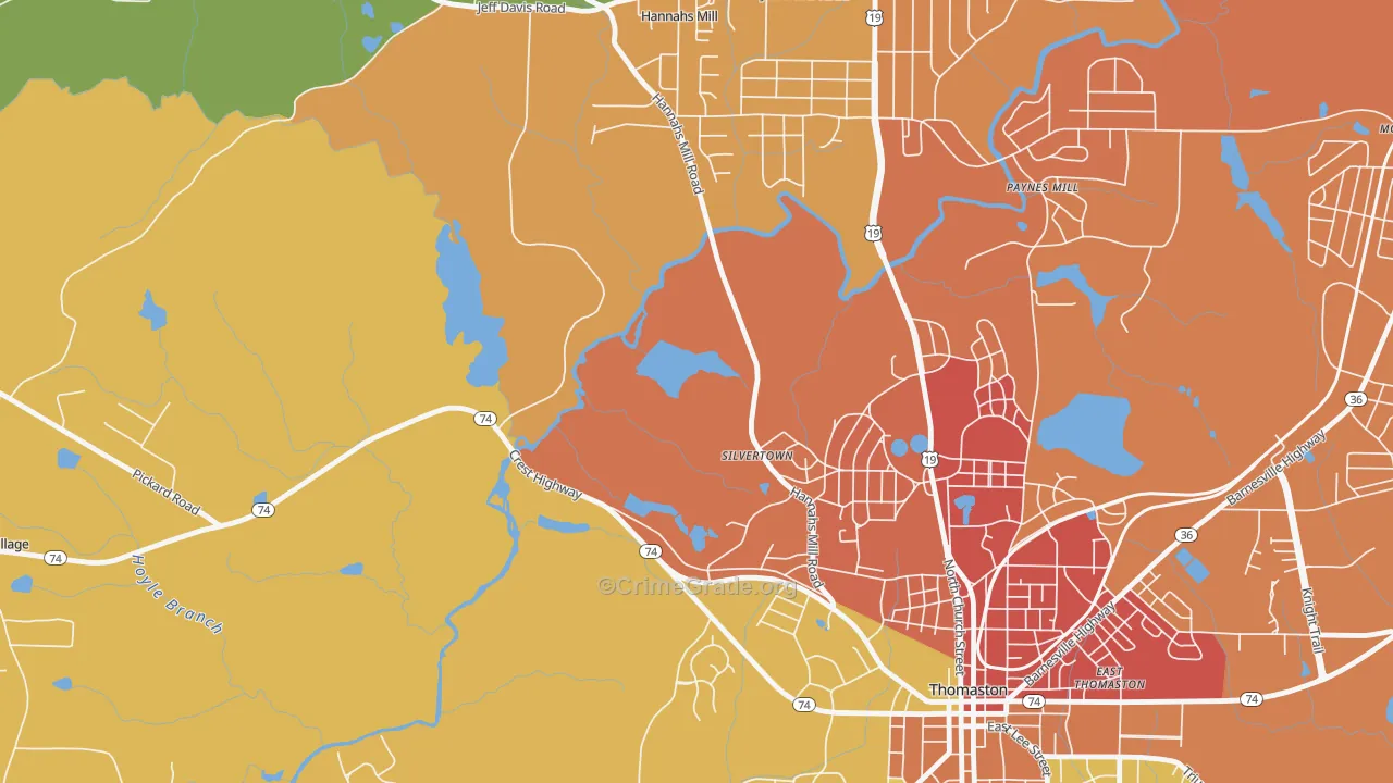 Silvertown, GA Map of Vandalism Rates
