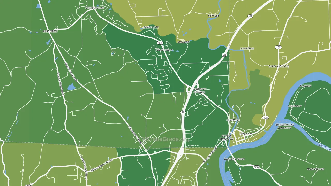 Silverville, PA Map of Vandalism Rates