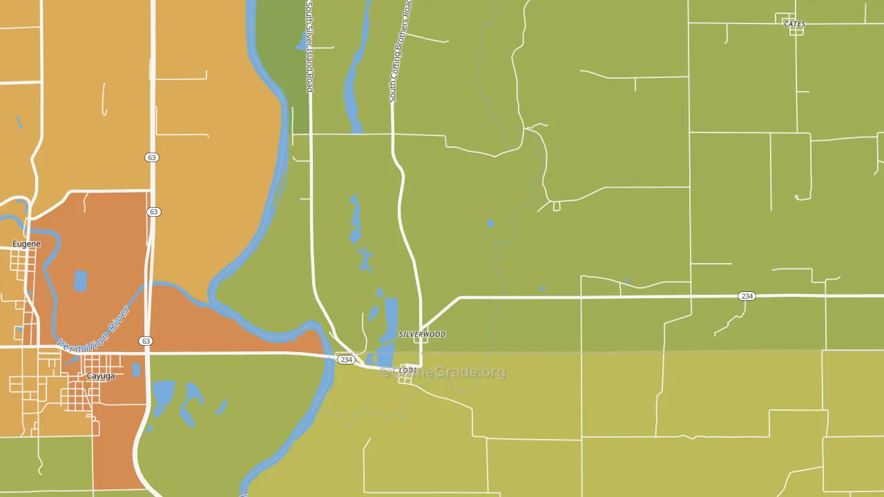 Silverwood, IN Map of Vandalism Rates