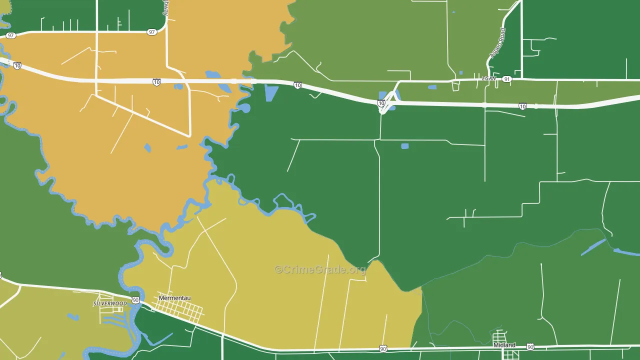 Silverwood, LA Map of Vandalism Rates