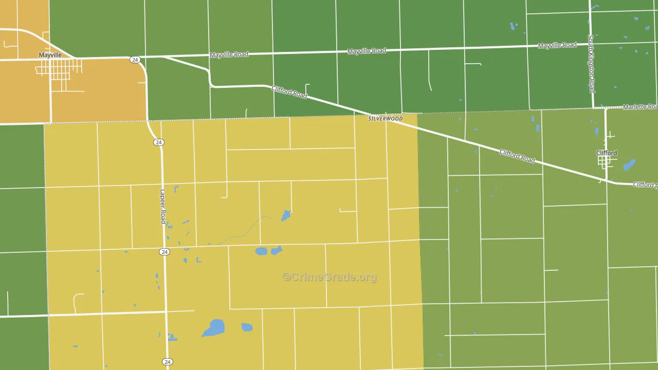Silverwood, MI Map of Vandalism Rates