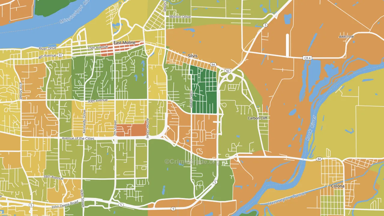 Silvis, IL Map of Vandalism Rates