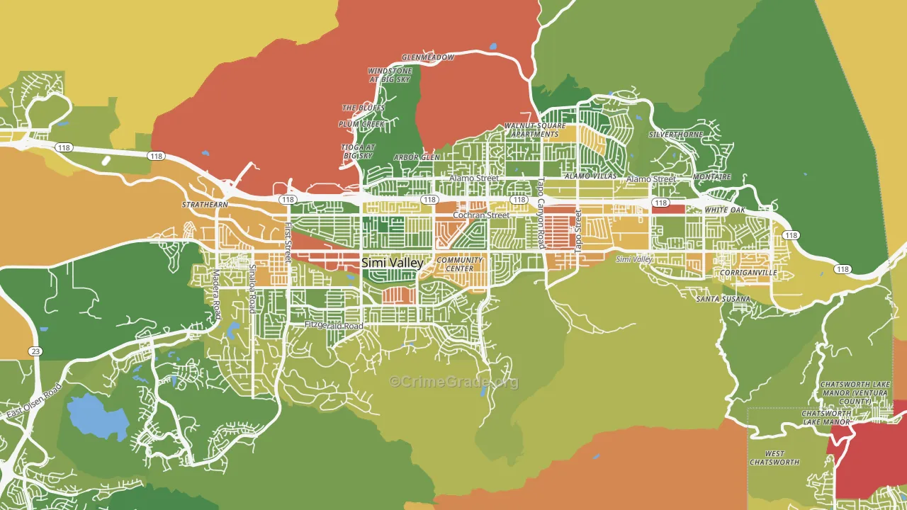 Simi Valley, CA Map of Vandalism Rates
