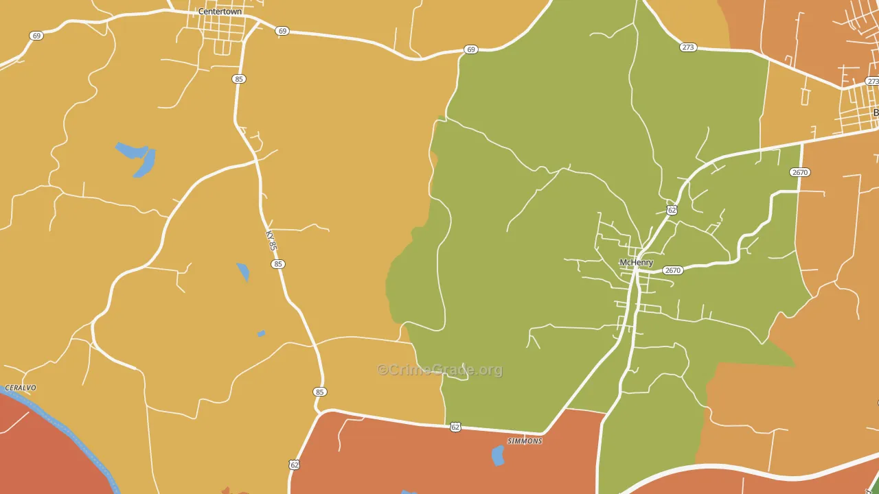 Simmons, KY Map of Vandalism Rates