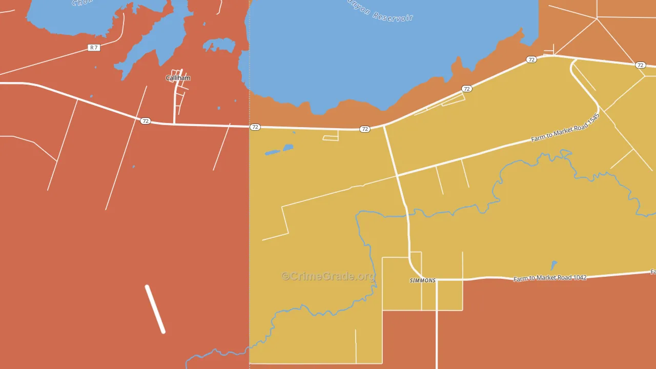 Simmons, TX Map of Vandalism Rates