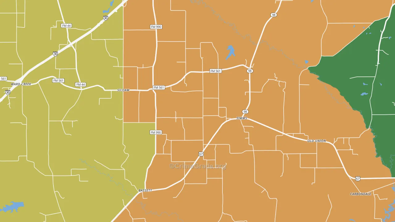 Simms, TX Map of Vandalism Rates