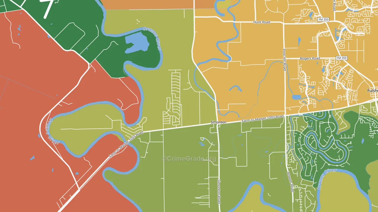 Simonton, TX Map of Vandalism Rates