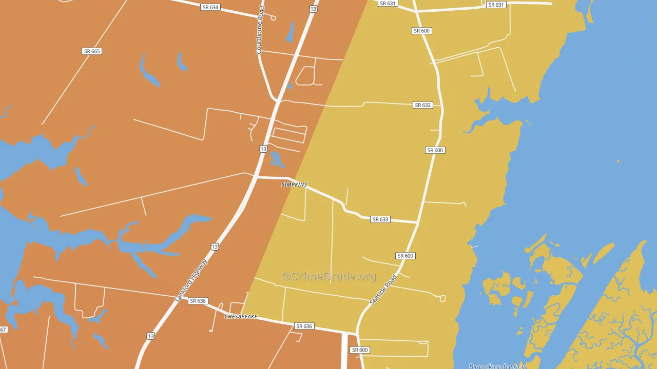 Simpkins, VA Map of Vandalism Rates
