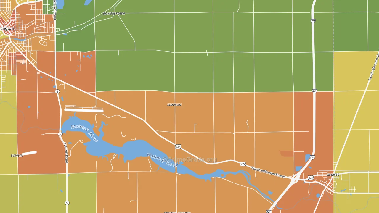 Simpson, IN Map of Vandalism Rates