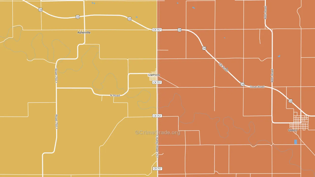 Simpson, KS Map of Vandalism Rates