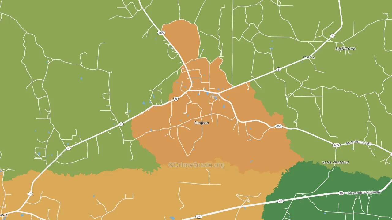 Simpson, LA Map of Vandalism Rates