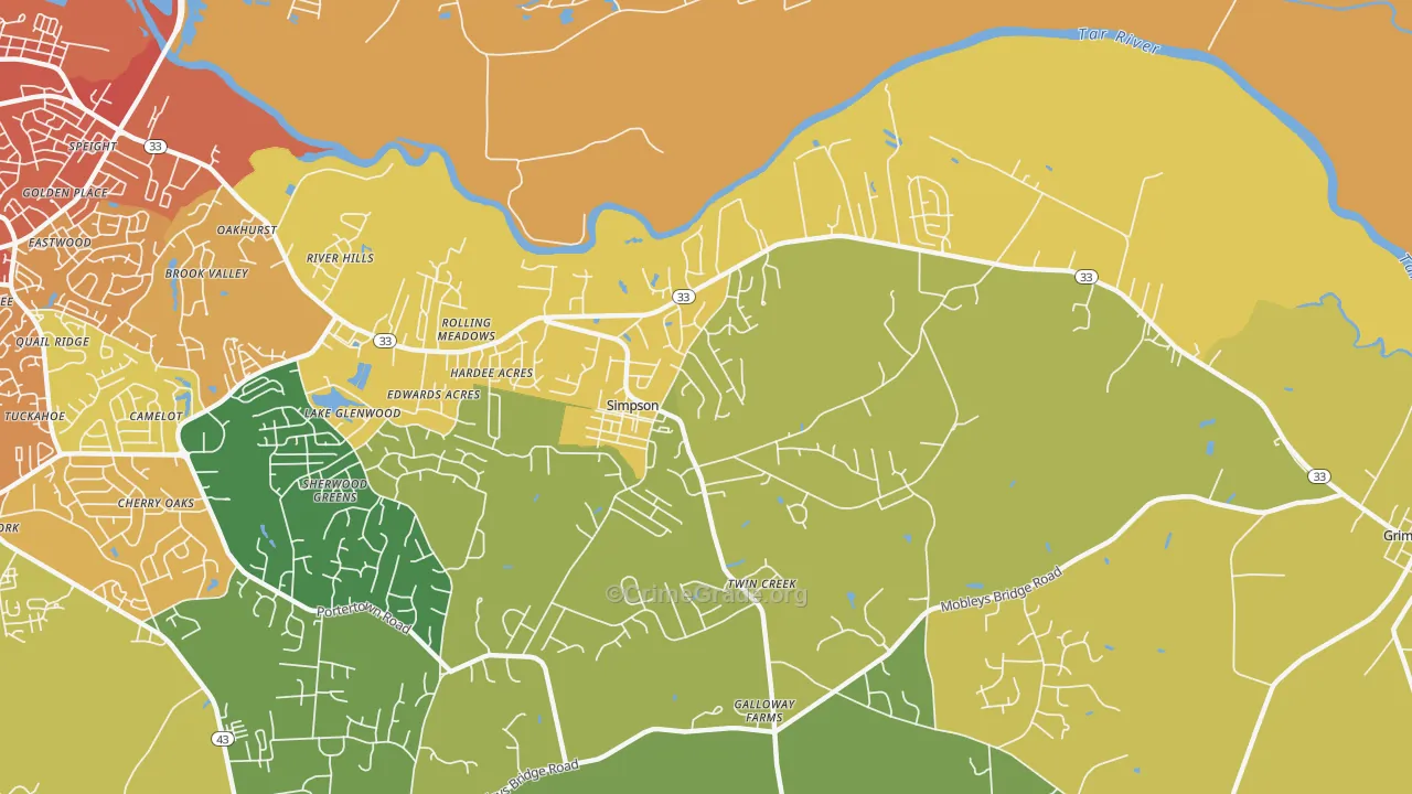 Simpson, NC Map of Vandalism Rates