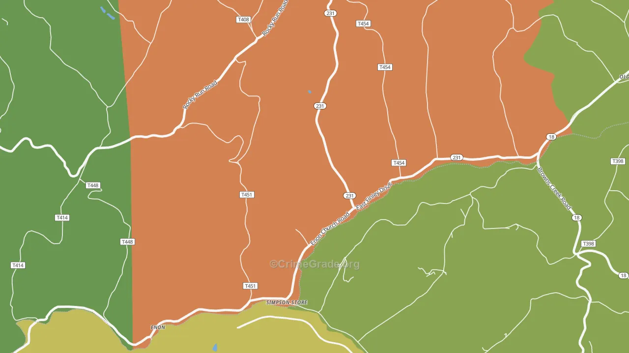 Simpson Store, PA Map of Vandalism Rates