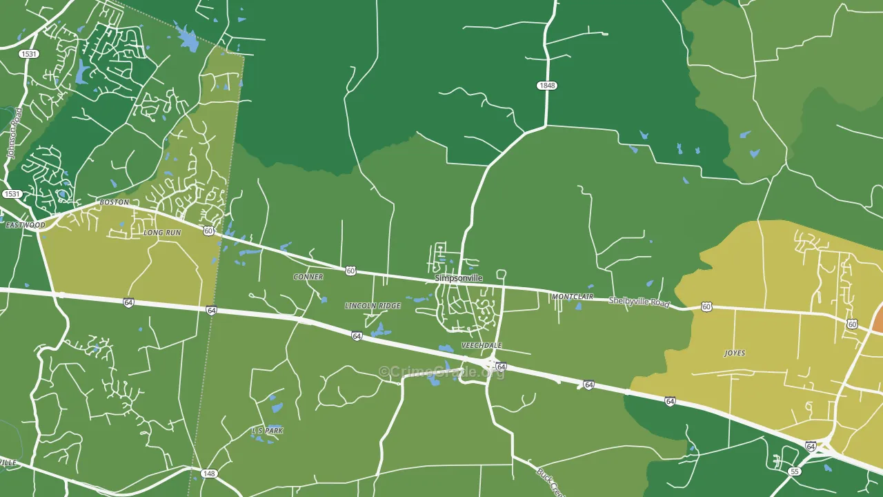 Simpsonville, KY Map of Vandalism Rates