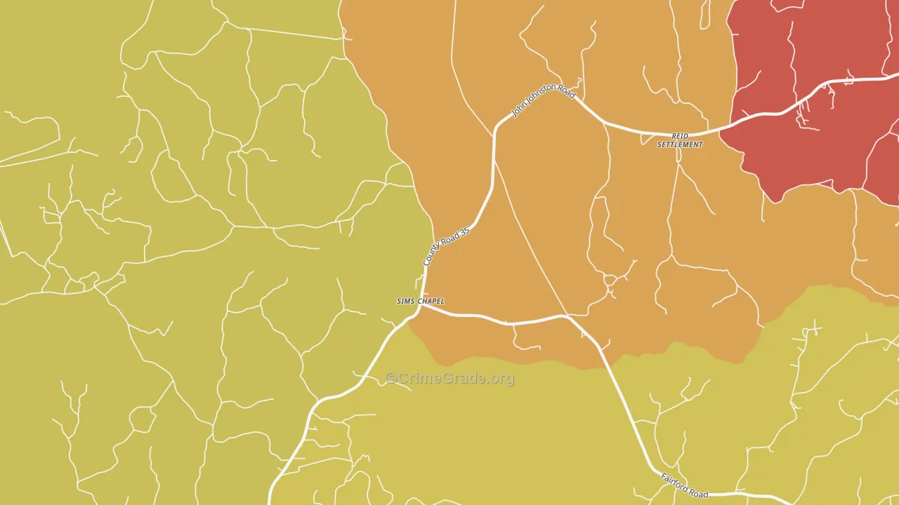 Sims Chapel, AL Map of Vandalism Rates