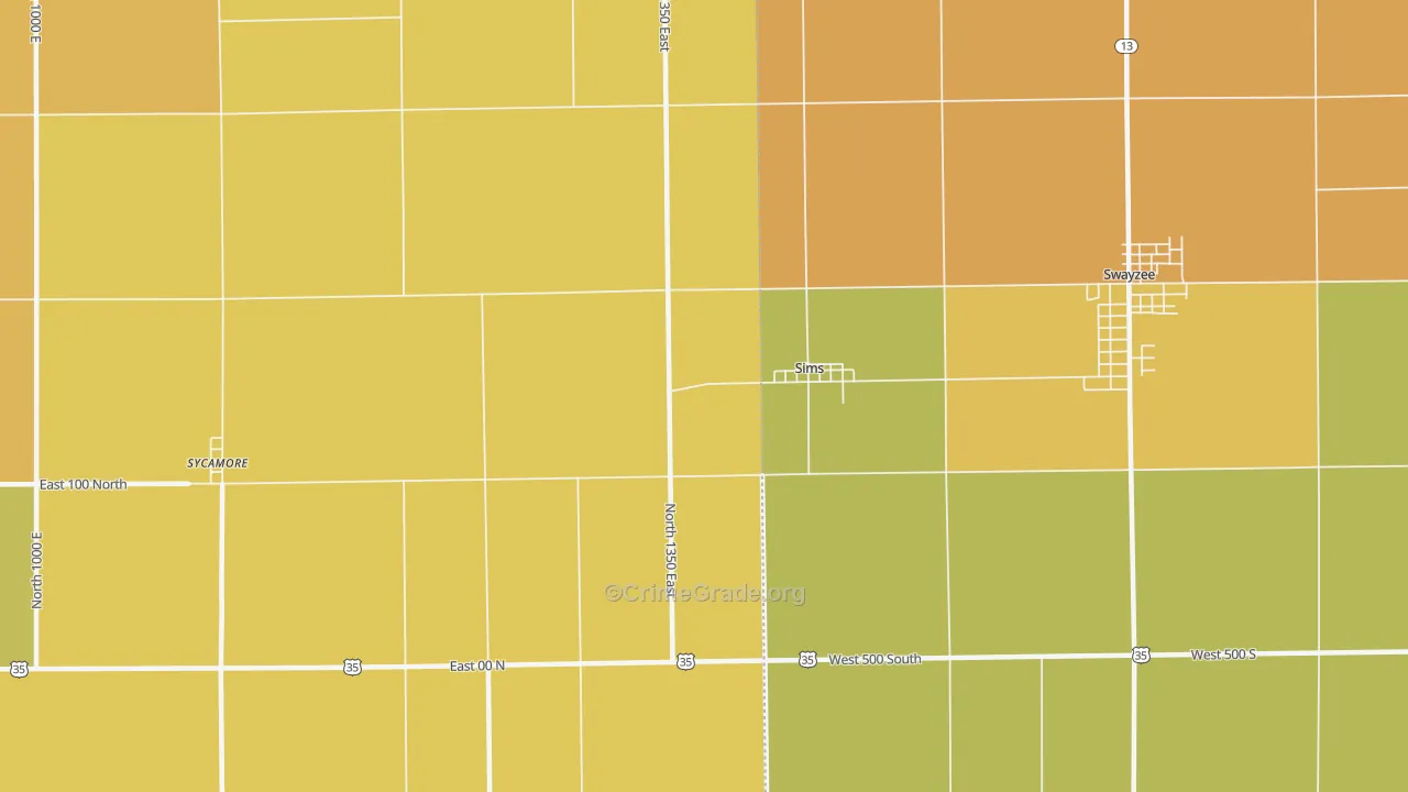 Sims, IN Map of Vandalism Rates
